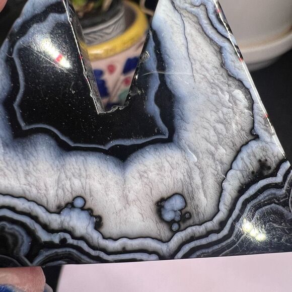 Black Agate Quartz Crystal Mountain Carving (#8) - Picture 4 of 12